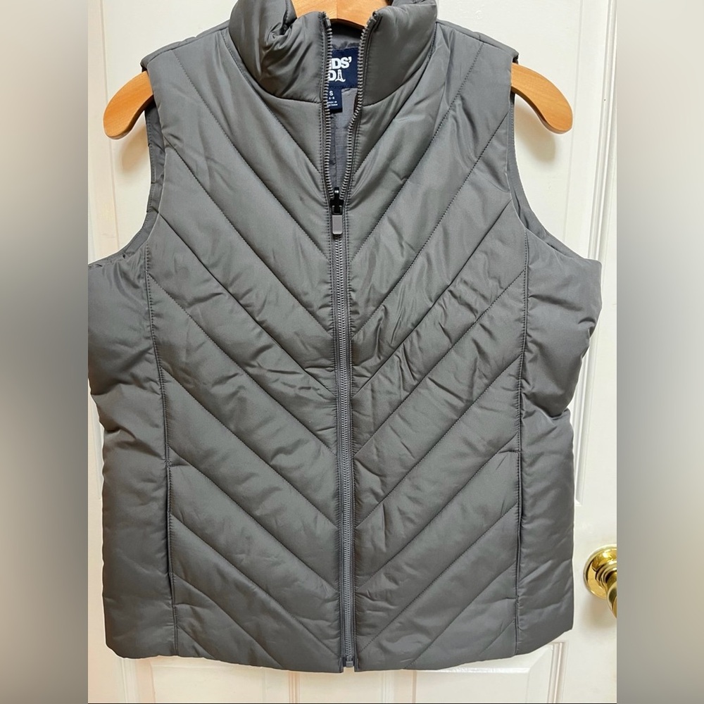 Lands' End Gray Quilted Vest